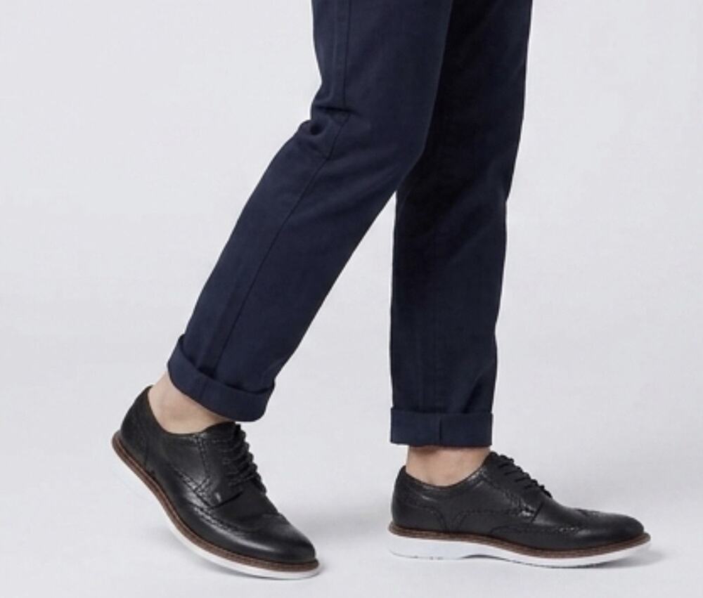Hush Puppies Black Leather Wingtip Brogues Oxfords Bounce Size 7.5